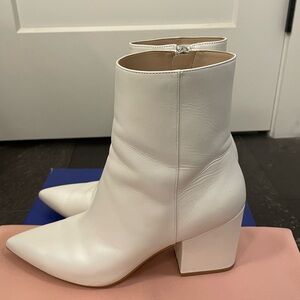 Stuart Weitzman Avenue 75 Heeled White Bootie